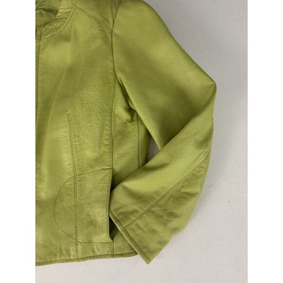 PROVENCE D'AMOUR Celedon Green Lambskin Zip Close Jacket Sz L - Picture 4 of 6